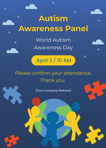 Free World Autism Awareness Day  Invitation Card Template to Edit Online