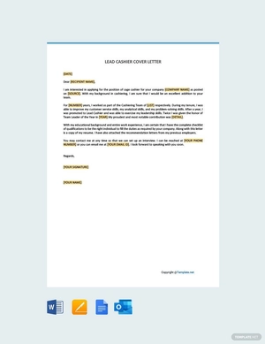 Lead Cashier Cover Letter