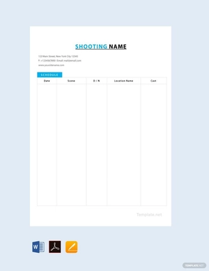 Film Shooting Schedule Template