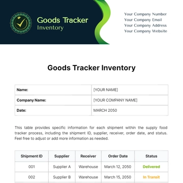 Free Goods Tracker Inventory Template to Edit Online
