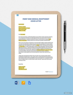 Front Desk Medical Receptionist Cover Letter
