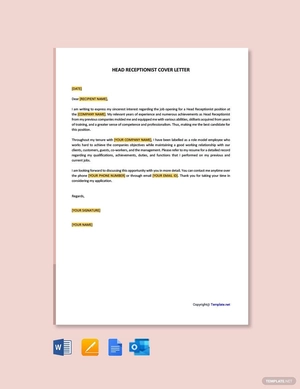 Head Receptionist Cover Letter