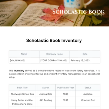 Free Scholastic Book Inventory Template to Edit Online