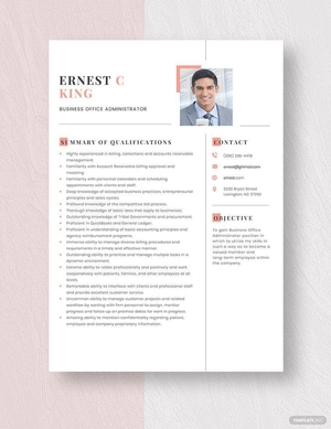 Business Office Administrator Resume