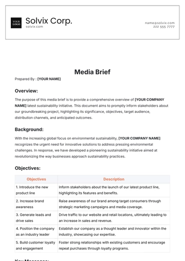 Free Media Brief Template to Edit Online