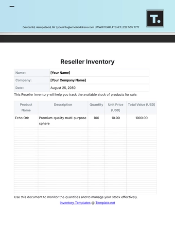 Free Reseller Inventory Template to Edit Online