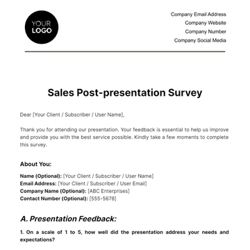 Free Sales Post-presentation Survey Template to Edit Online
