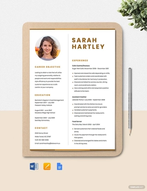 Cafe Cashier Resume