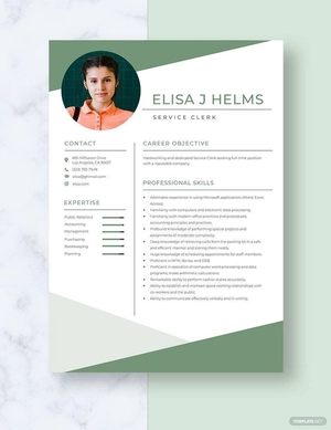 Service Clerk Resume