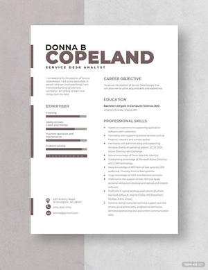 Service Desk Analyst Resume