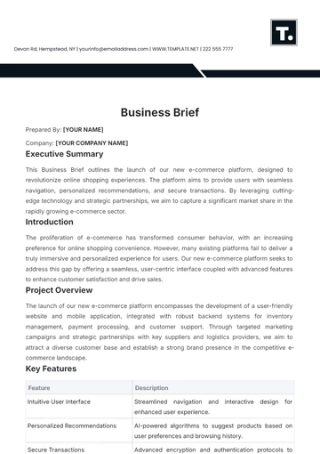 Free Sample Business Brief Template to Edit Online