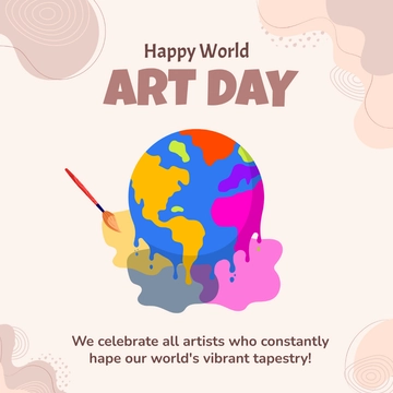 Free World Art Day LinkedIn Post Template to Edit Online