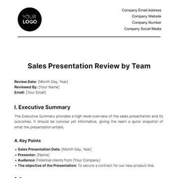 Free Sales Presentation Review by Team Template to Edit Online