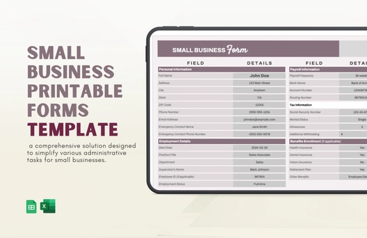 Small Business Printable Forms Template