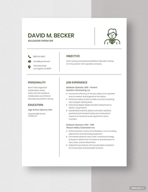 Bulldozer Operator Resume