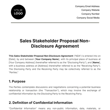 Free Sales Stakeholder Proposal NDA Template to Edit Online