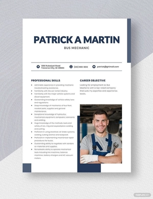 Bus Mechanic Resume