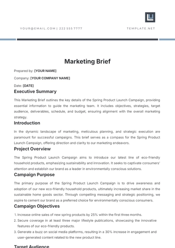 Free Simple Marketing Brief Template to Edit Online