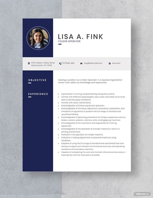 Folder Operator Resume