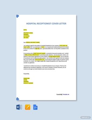 Hospital Receptionist Cover Letter