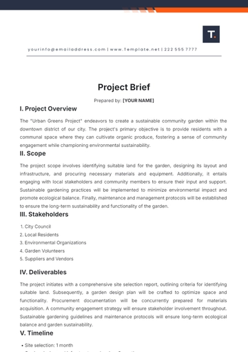 Free Project Brief Template to Edit Online