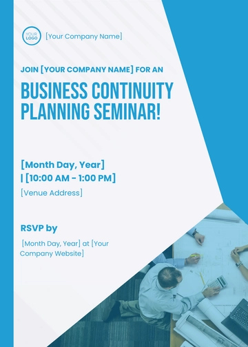 Free Business Continuity Planning Seminar Invitation Card Template to Edit Online