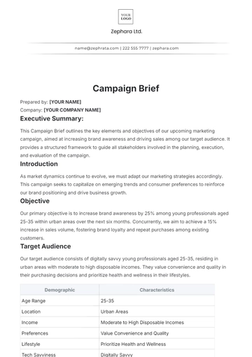 Free Campaign Brief Template to Edit Online