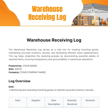 Free Warehouse Receiving Log Template to Edit Online
