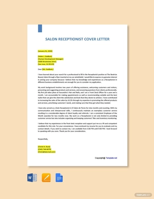 Salon Receptionist Cover Letter