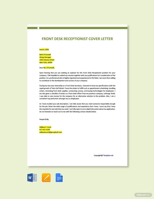 Front Desk Receptionist Cover Letter