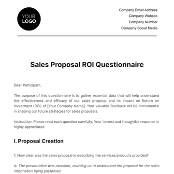 Free Sales Proposal ROI Questionnaire Template to Edit Online