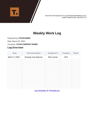 Free Weekly Work Log Template to Edit Online