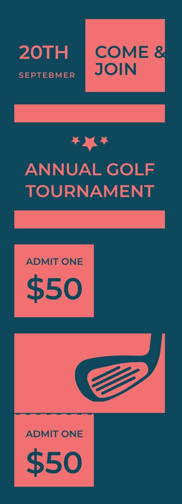 Free Charity Golf Tournament Ticket Template to Edit Online