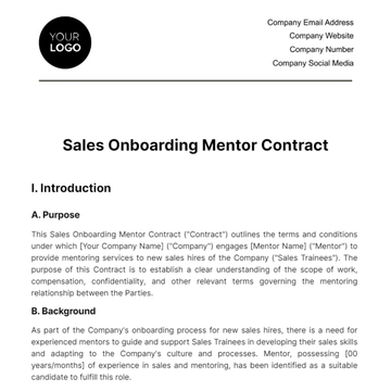 Free Sales Onboarding Mentor Contract Template to Edit Online