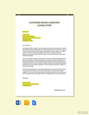 Customer Service Assistant Cover Letter Template