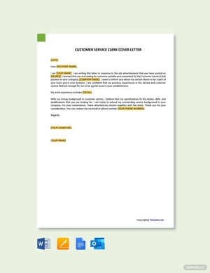 Customer Service Clerk Cover Letter Template
