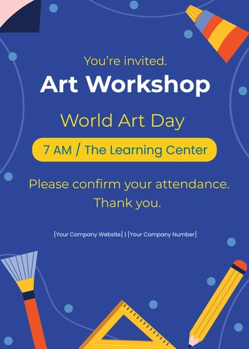 Free World Art Day Invitation Card Template to Edit Online