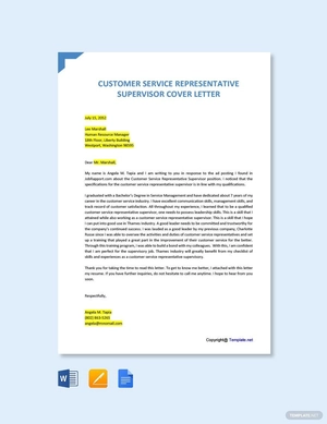 Customer Service Representative Supervisor Cover Letter Template