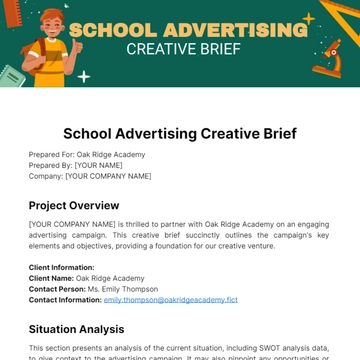 Free School Advertising Creative Brief Template to Edit Online
