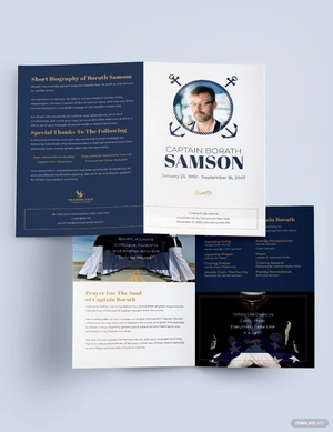 Navy Honors Funeral Program Bi-Fold Brochure Template