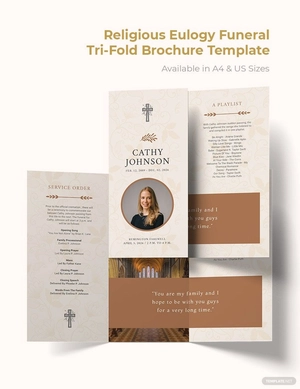 Religious Eulogy Funeral Tri-Fold Brochure Template