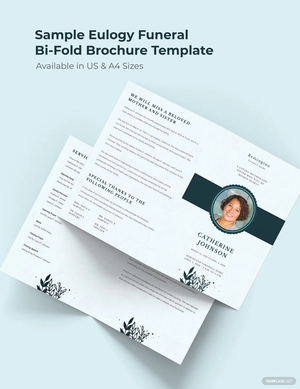 Sample Eulogy Funeral Bi-Fold Brochure Template