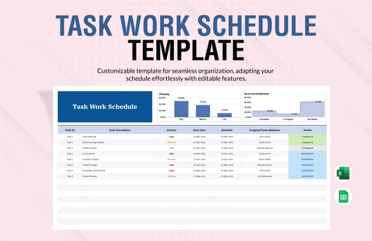 Task Work Schedule Template