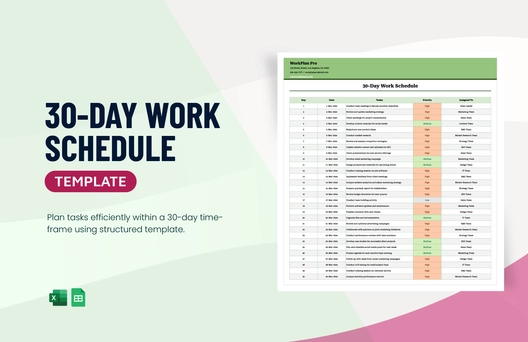 30-Day Work Schedule Template 30-Day Work Schedule Template