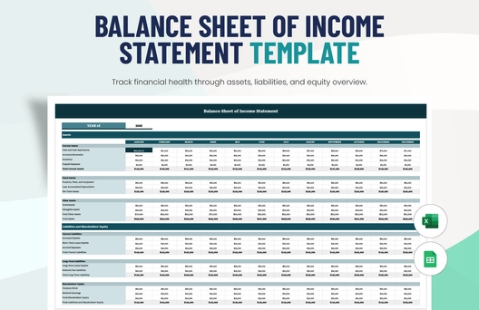 Balance Sheet of Income Statement Template Balance Sheet of Income Statement Template