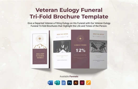 Veteran Eulogy Funeral Tri-Fold Brochure Template