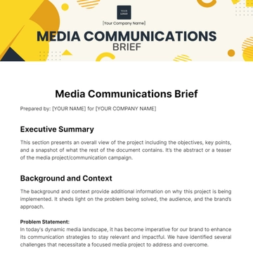 Free Media Communications Brief Template to Edit Online