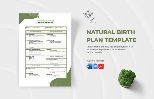 Natural Birth Plan Template