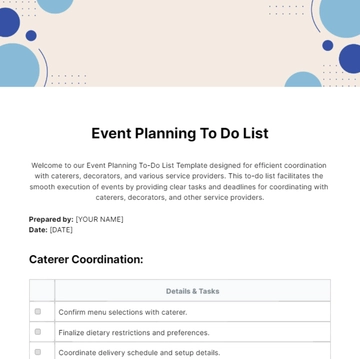 Free Event Planning To Do List Template to Edit Online
