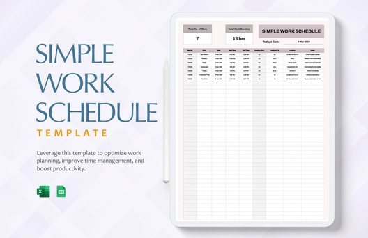 Simple Work Schedule Template Simple Work Schedule Template